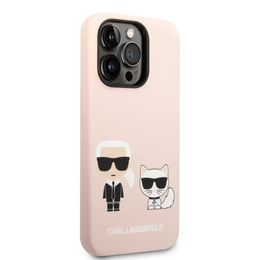 iPhone 14 Pro Karl Lagerfeld  Karl és Choupette szilikon tok rózsaszín (KLHCP14LSSKCI) - 2