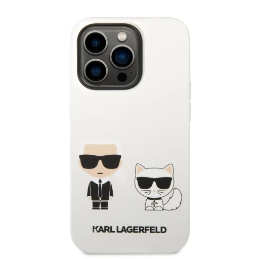 iPhone 14 Pro Max Karl Lagerfeld  Karl és Choupette szilikon tok fehér (KLHCP14XSSKCW) - 4