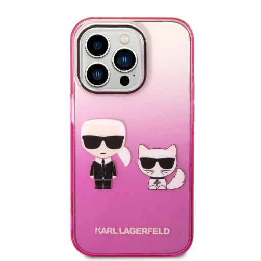iPhone 14 Pro Karl Lagerfeld Gradient Karl és Choupette tok rózsaszín (KLHCP14LTGKCP) - 3