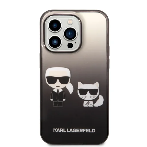 iPhone 14 Pro Max Karl Lagerfeld Gradient Karl és Choupette tok fekete (KLHCP14XTGKCK) - 6