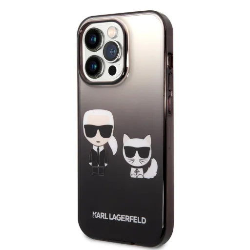 iPhone 14 Pro Max Karl Lagerfeld Gradient Karl és Choupette tok fekete (KLHCP14XTGKCK) - 1