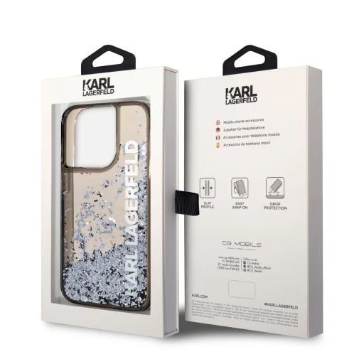 iPhone 14 Pro Max Karl Lagerfeld Translucent Liquid Glitter tok fekete (KLHCP14XLCKVK) - 6