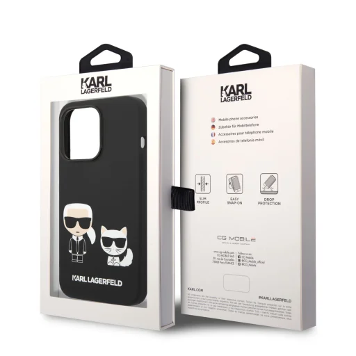 iPhone 14 Pro Max Karl Lagerfeld  Karl és Choupette szilikon tok fekete (KLHCP14XSSKCK) - 2