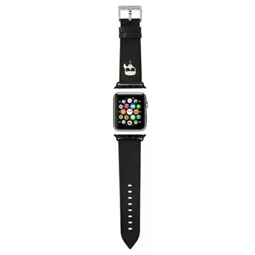 Apple Watch 4/5/6/7/8/SE (38/40/41mm) Karl Lagerfeld Karl Head SAFFIANO óraszíj fekete (KLAWMOKHK) - 1