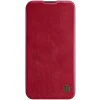iPhone 14 Nillkin Qin Pro bőr fliptok piros kameralencse védővel thumbnail