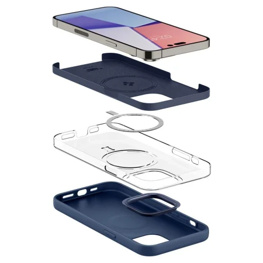 iPhone 14 Pro Max Spigen Silicone Fit MagSafe-kompatibilis tok tengerészkék (ACS04847) - 4