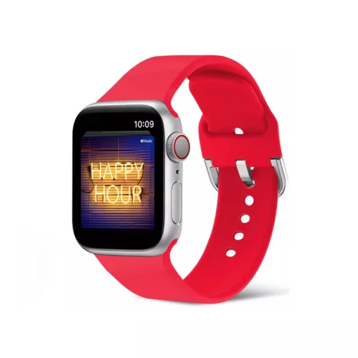 Apple Watch 4/5/6/7/8/SE (38/40/41mm) szilikon csatos óraszíj piros Alphajack - 1