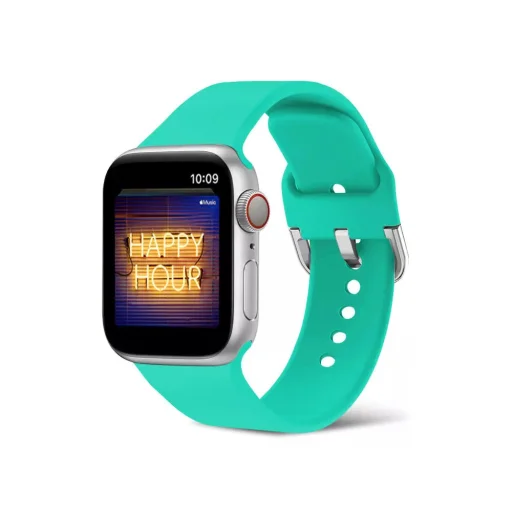 Apple Watch 4/5/6/7/8/SE (38/40/41mm) szilikon csatos óraszíj mentazöld Alphajack - 1