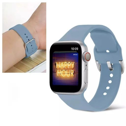 Apple Watch 4/5/6/7/8/SE (38/40/41mm) szilikon csatos óraszíj levendulakék Alphajack - 2