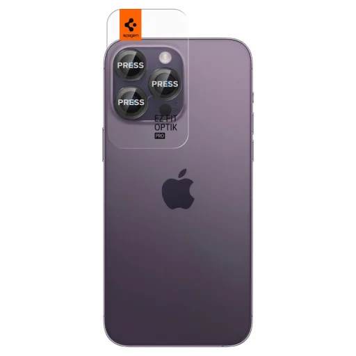 iPhone 14 Pro/14 Pro Max / 15 Pro / 15 Pro Max / 16 Pro / 16 Pro Max / 17 Pro / 17 Pro Max Spigen Optik.TR 2x kameralencsevédő 9H üveg fekete keretes (AGL05205) - 5