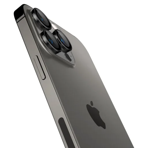 iPhone 14 Pro/14 Pro Max / 15 Pro / 15 Pro Max / 16 Pro / 16 Pro Max / 17 Pro / 17 Pro Max Spigen Optik.TR 2x kameralencsevédő 9H üveg fekete keretes (AGL05205) - 7