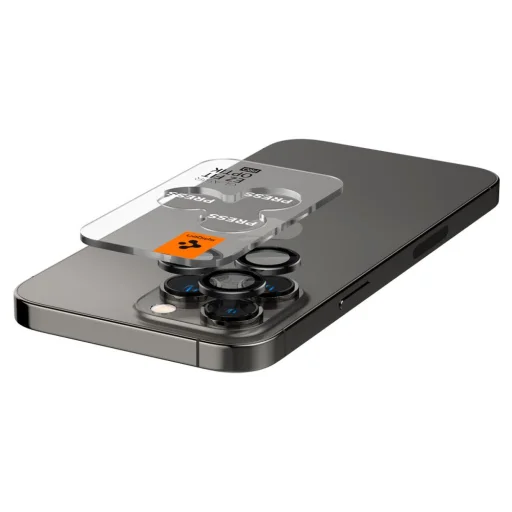 iPhone 14 Pro/14 Pro Max / 15 Pro / 15 Pro Max / 16 Pro / 16 Pro Max / 17 Pro / 17 Pro Max Spigen Optik.TR 2x kameralencsevédő 9H üveg fekete keretes (AGL05205) - 2