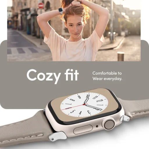 Apple Watch 4/5/6/7/8/9/10/ SE (38/40/41 mm) Spigen Cyrill Kajuk óraszíj krém szín - 8