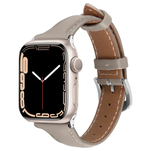 Apple Watch 4/5/6/7/8/9/10/ SE (38/40/41 mm) Spigen Cyrill Kajuk óraszíj krém szín - 1
