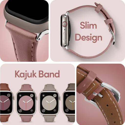 Apple Watch 4/5/6/7/8/9/10/SE (38/40/41 mm) Spigen Cyrill Kajuk óraszíj rózsaszín - 9