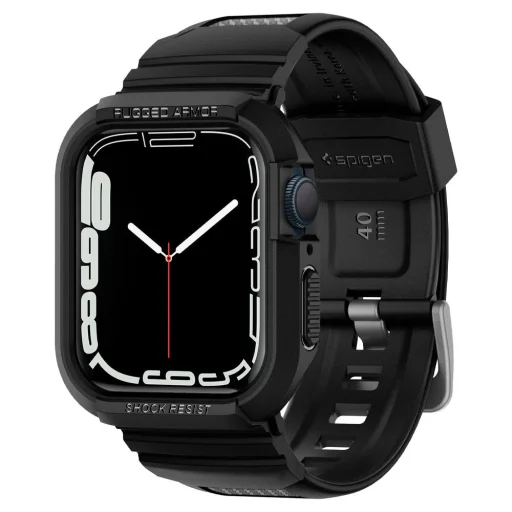 Apple Watch 4 / 5 / 6 / 7 / 8 / SE (40 / 41 mm) Spigen Rugged Armor Pro szíj és tok fekete - 1