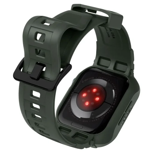 Apple Watch 4/5/6/7/8/SE (42/44/45mm) Spigen Rugged Armor Pro szíj és tok Military Green - 9