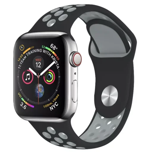 Apple Watch 4/5/6/7/8/SE/Ultra (42/44/45/49mm) szilikon sportszíj fekete-szürke Alphajack - 1