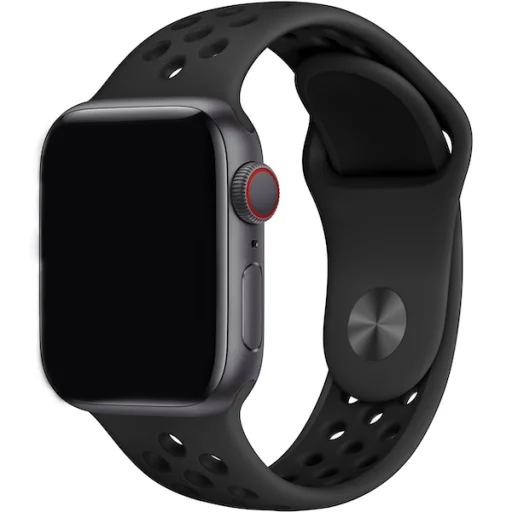 Apple Watch 4/5/6/7/8/SE/Ultra (42/44/45/49mm) szilikon sportszíj obszidián-fekete Alphajack - 1