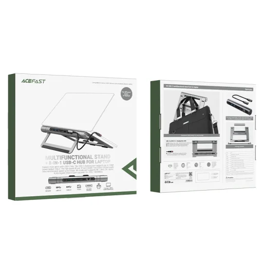 Acefast multifunkciós HUB, USB Type C laptop állvány - 2x USB 3.2 Gen 1 (3.0, 3.1 Gen 1) / microSD, SD / HDMI 4K@60Hz / RJ45 1Gbps / PD 3.0 100W (20V / 5A) asztroszürke (E5) - 10