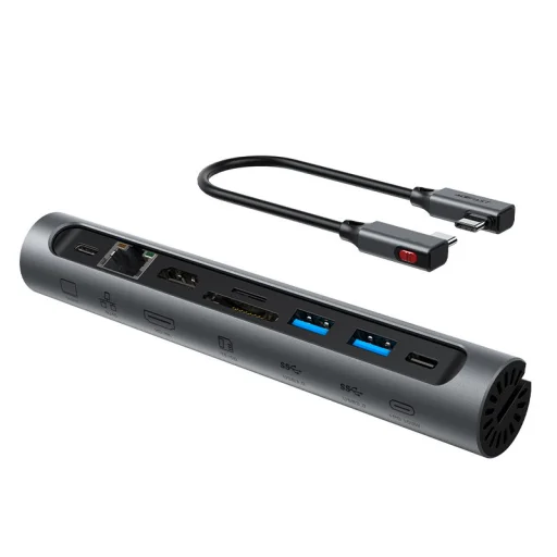 Acefast multifunkciós HUB, USB Type C laptop állvány - 2x USB 3.2 Gen 1 (3.0, 3.1 Gen 1) / microSD, SD / HDMI 4K@60Hz / RJ45 1Gbps / PD 3.0 100W (20V / 5A) asztroszürke (E5) - 5