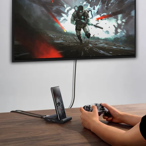 Baseus Mate Docking Type-C asztali mobiltelefon töltőállvány és HUB fekete (WKMD000001) - 6