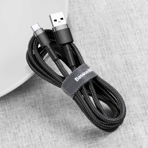 Baseus Cafule Nylon harisnyázott USB/USB-C kábel QC3.0 3A 0,5 m fekete-szürke) - 2