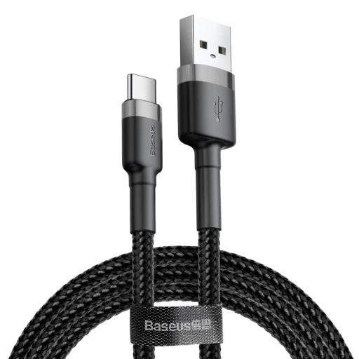 Baseus Cafule Nylon harisnyázott USB/USB-C kábel QC3.0 3A 0,5 m fekete-szürke) - 4