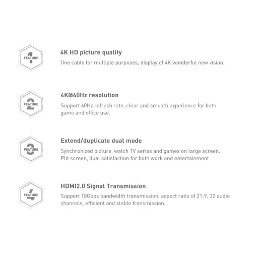 Baseus High Definition Series HDMI 2.0 kábel 4K60Hz 0.75m fekete (WKGQ030101) - 11