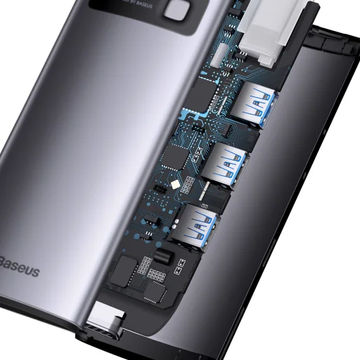 Baseus Metal Gleam Series 6 az 1-ben dokkoló, HUB USB Type C - 1 x HDMI / 3 x USB 3.2 Gen. 1/1 x Power Delivery / 1 x VGA szürke (WKWG030013) - 13