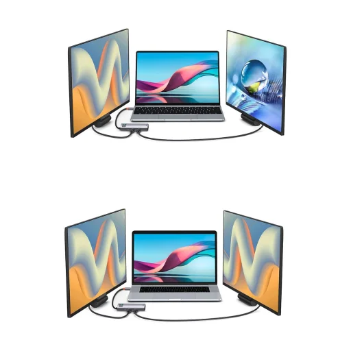 Baseus Metal Gleam Series 6 az 1-ben dokkoló, HUB USB Type C - 1 x HDMI / 3 x USB 3.2 Gen. 1/1 x Power Delivery / 1 x VGA szürke (WKWG030013) - 27