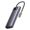Baseus Metal Gleam Series 6 az 1-ben dokkoló, HUB USB Type C Power Delivery 100 W / 2x HDMI 4K 30 Hz / 3x USB 3.2 Gen 1 szürke (WKWG030113) thumbnail