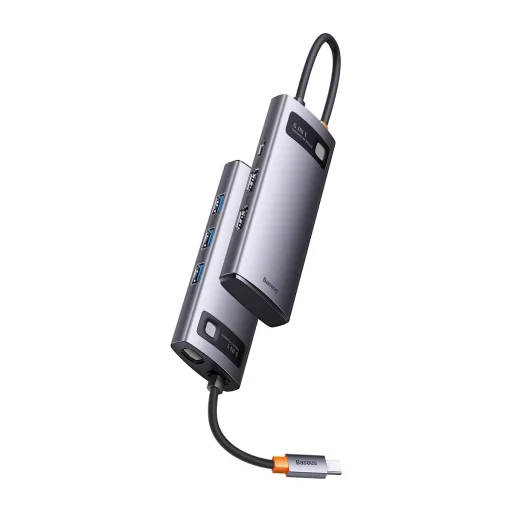 Baseus Metal Gleam Series 6 az 1-ben dokkoló, HUB USB Type C Power Delivery 100 W / 2x HDMI 4K 30 Hz / 3x USB 3.2 Gen 1 szürke (WKWG030113) - 23