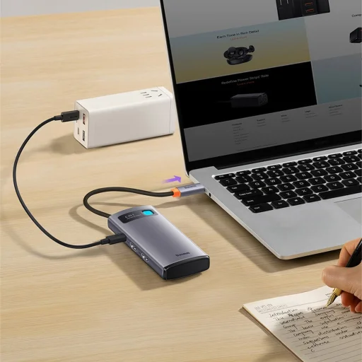 Baseus Metal Gleam Series 6 az 1-ben dokkoló, HUB USB Type C Power Delivery 100 W / 2x HDMI 4K 30 Hz / 3x USB 3.2 Gen 1 szürke (WKWG030113) - 24