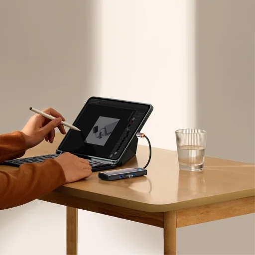 Baseus Metal Gleam Series 6 az 1-ben dokkoló, HUB USB Type C Power Delivery 100 W / 2x HDMI 4K 30 Hz / 3x USB 3.2 Gen 1 szürke (WKWG030113) - 25