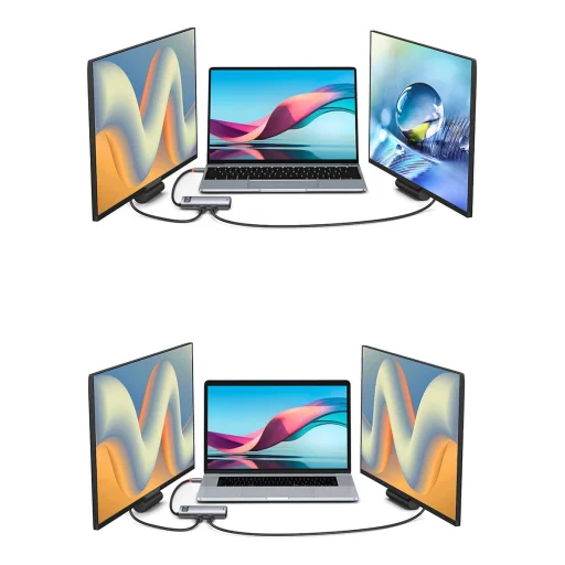 Baseus Metal Gleam Series 7 az 1-ben dokkoló, HUB USB Type C - 2 x HDMI / 3 x USB 3.2 Gen. 1/1 x Power Delivery / 1 x RJ-45 Ethernet szürke (WKWG040113) - 5