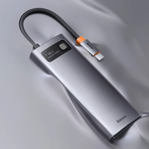 Baseus Metal Gleam Series 7 az 1-ben dokkoló, HUB USB Type C - 2 x HDMI / 3 x USB 3.2 Gen. 1/1 x Power Delivery / 1 x RJ-45 Ethernet szürke (WKWG040113) - 3