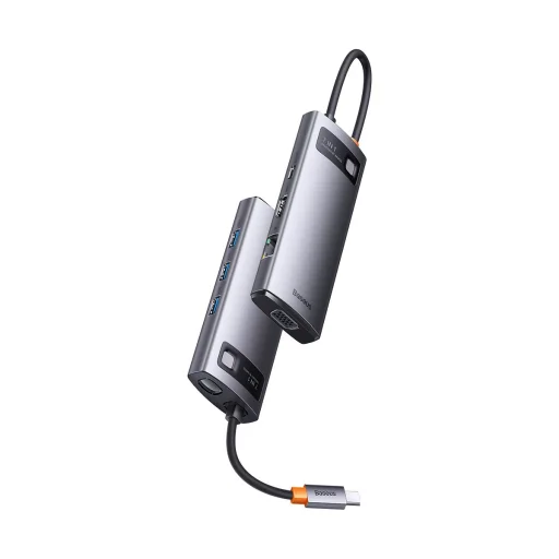 Baseus Metal Gleam Series 7 az 1-ben dokkoló, HUB USB Type C - 1 x HDMI / 1 x VGA / 3 x USB 3.2 Gen. 1/1 x Power Delivery / 1 x RJ-45 Ethernet szürke (WKWG040013) - 16