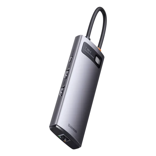 Baseus Metal Gleam Series 7 az 1-ben dokkoló, HUB USB Type C - 2 x HDMI / 3 x USB 3.2 Gen. 1/1 x Power Delivery / 1 x RJ-45 Ethernet szürke (WKWG040113) - 6