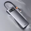 Baseus Metal Gleam Series 8 az 1-ben dokkoló, HUB USB Type C - 2 x HDMI / 3 x USB 3.2 Gen.1 / 1 x Power Delivery / 1 x SD kártyaolvasó / 1 x microSD kártyaolvasó szürke (WKWG050113) thumbnail