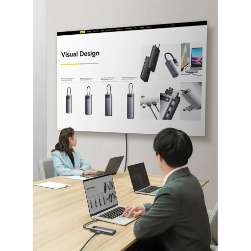 Baseus Metal Gleam Series 8 az 1-ben dokkoló, HUB USB Type C - 2 x HDMI / 3 x USB 3.2 Gen.1 / 1 x Power Delivery / 1 x SD kártyaolvasó / 1 x microSD kártyaolvasó szürke (WKWG050113) - 17