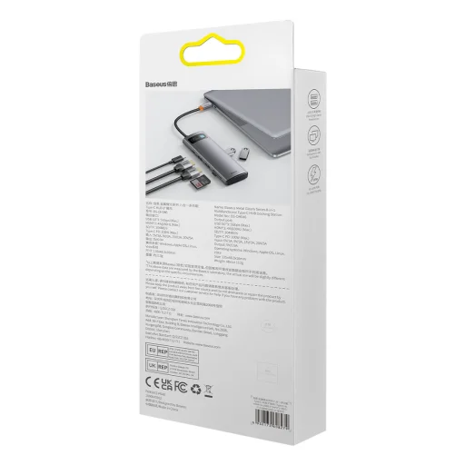 Baseus Metal Gleam Series 8 az 1-ben dokkoló, HUB USB Type C - 2 x HDMI / 3 x USB 3.2 Gen.1 / 1 x Power Delivery / 1 x SD kártyaolvasó / 1 x microSD kártyaolvasó szürke (WKWG050113) - 7
