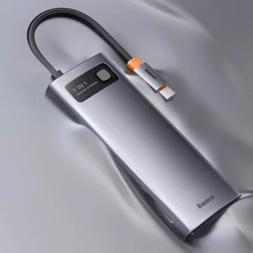 Baseus Metal Gleam Series 9 az 1-ben dokkoló, HUB USB Type C - 2 x HDMI / 2 x USB 3.2 Gen. 1/1 x USB 2.0 / 1 x Power Delivery / 1 x SD kártyaolvasó / 1 x microSD kártyaolvasó / 1 x RJ-45 szürke (WKWG060013) - 5