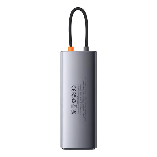 Baseus Metal Gleam Series 9 az 1-ben dokkoló, HUB USB Type C - 2 x HDMI / 2 x USB 3.2 Gen. 1/1 x USB 2.0 / 1 x Power Delivery / 1 x SD kártyaolvasó / 1 x microSD kártyaolvasó / 1 x RJ-45 szürke (WKWG060013) - 6