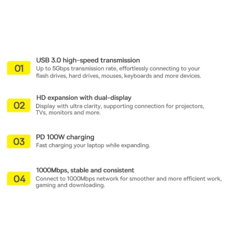 Baseus Metal Gleam Series 9 az 1-ben dokkoló, HUB USB Type C - 2 x HDMI / 2 x USB 3.2 Gen. 1/1 x USB 2.0 / 1 x Power Delivery / 1 x SD kártyaolvasó / 1 x microSD kártyaolvasó / 1 x RJ-45 szürke (WKWG060013) - 4