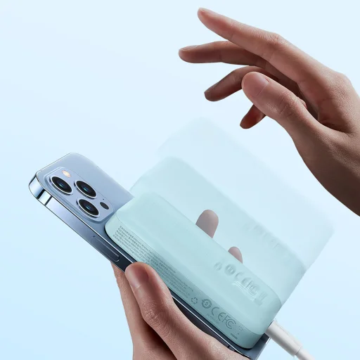 Baseus mágneses powerbank vezeték nélküli töltéssel 6000mAh 20W + USB - Type C kábel 60W 50cm rózsaszín (PPCX020004) - 14