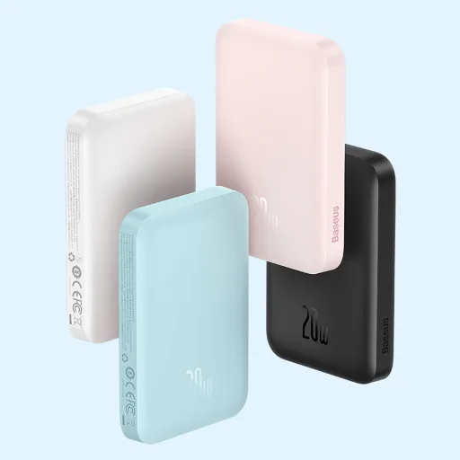 Baseus mágneses powerbank vezeték nélküli töltéssel 6000mAh 20W + USB - Type C kábel 60W 50cm rózsaszín (PPCX020004) - 10