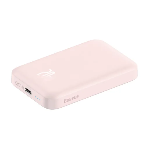Baseus mágneses powerbank vezeték nélküli töltéssel 6000mAh 20W + USB - Type C kábel 60W 50cm rózsaszín (PPCX020004) - 1