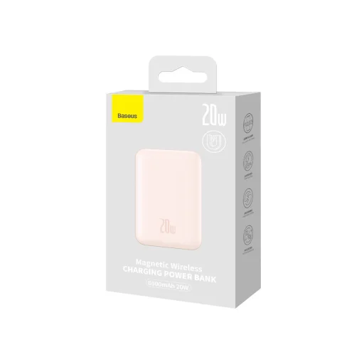 Baseus mágneses powerbank vezeték nélküli töltéssel 6000mAh 20W + USB - Type C kábel 60W 50cm rózsaszín (PPCX020004) - 3