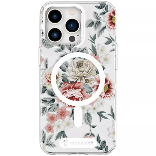 iPhone 14 Pro Max MagSafe kompatibilis tok virágmintával TPU+PC IMD01 Alphajack - 4